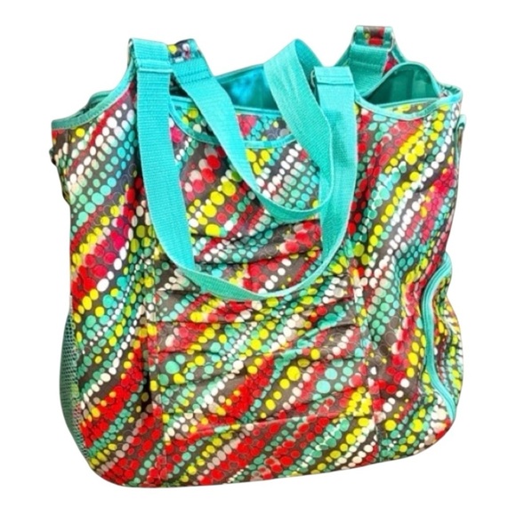 thirty-one Handbags - Polka Dot Women's Tote Bag Thirty one 31 gym bag workout shoe compartment teal